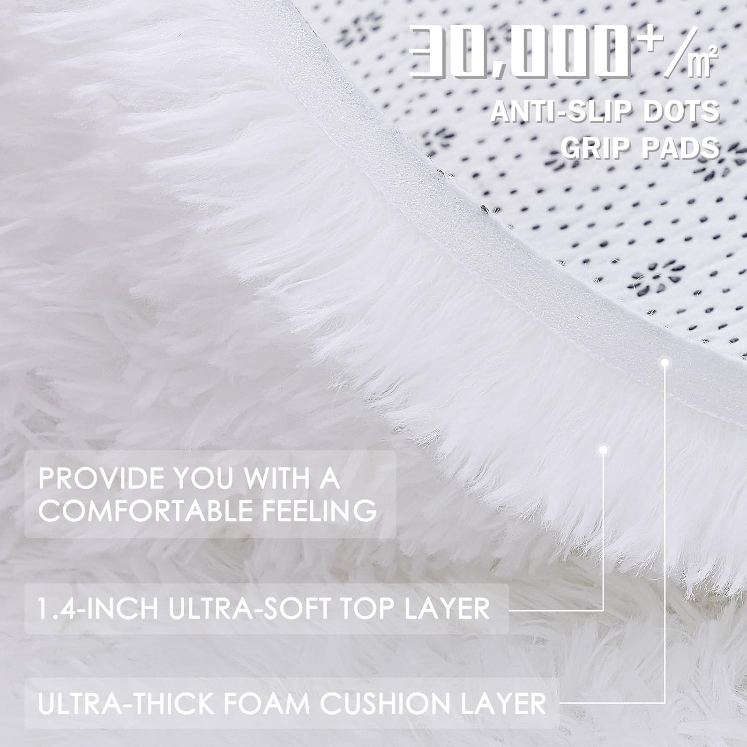 OLANLY Round White Area Rug - Soft, Fluffy, Machine Washable 4 ft Carpet for Bedroom & Living Room Decor
