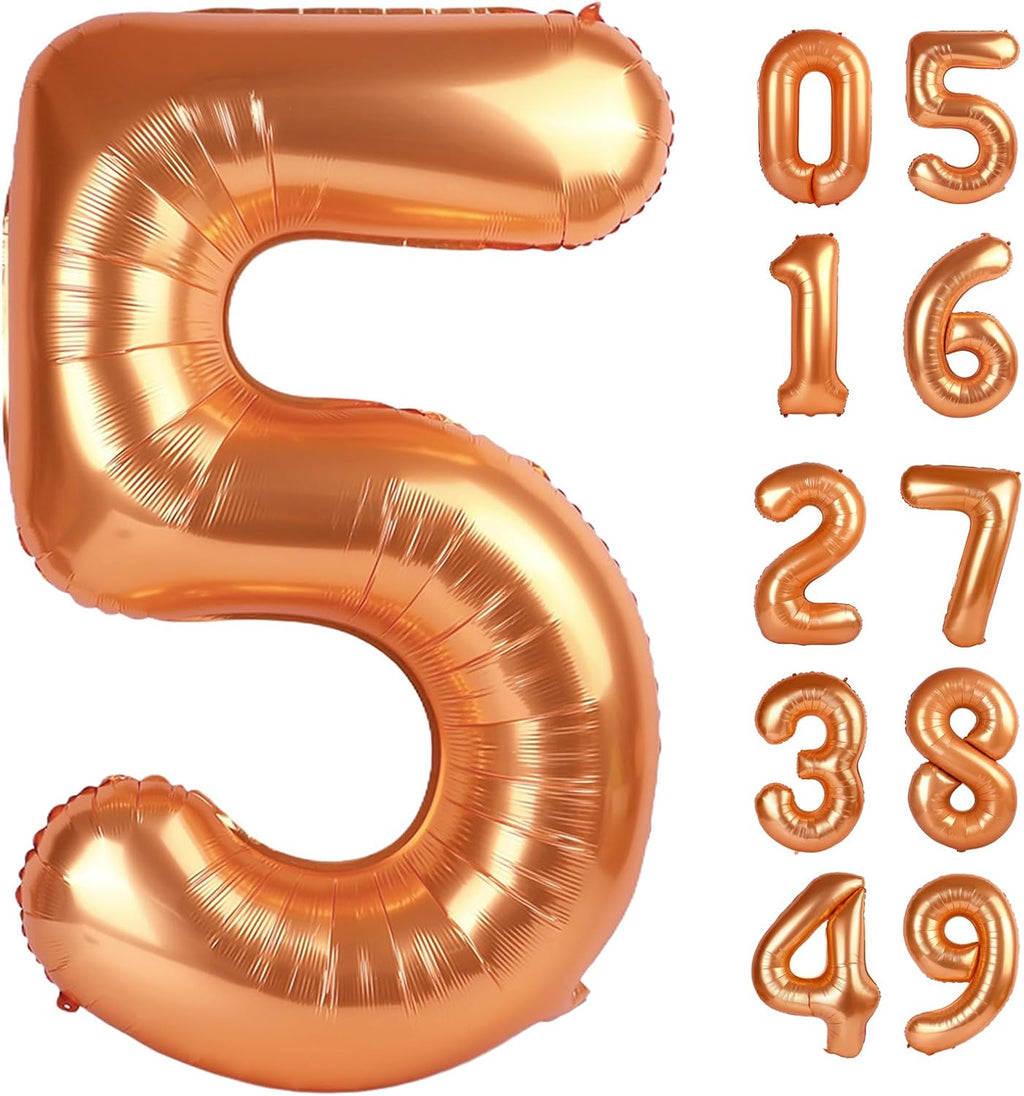 Orange 5 Balloon - 40 Inch Number Balloon for 5th Birthday Party Decorations