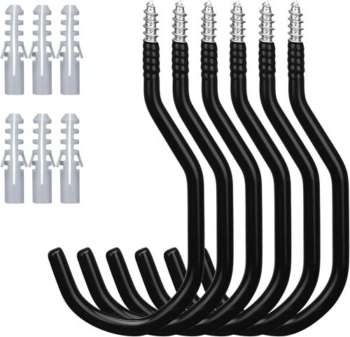 HORUSDY Heavy Duty Garage Storage Hooks - 6-Pack Utility Wall Hooks for Tools, Bikes & Ladders | Steel Organizer