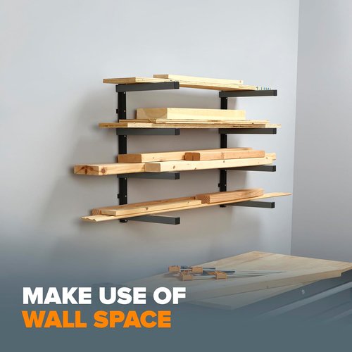 Bora 4-Level Lumber Storage Rack - Space-Saving Metal Shelf for Wood, Pipes & Boards | PBR-004B Black Gray