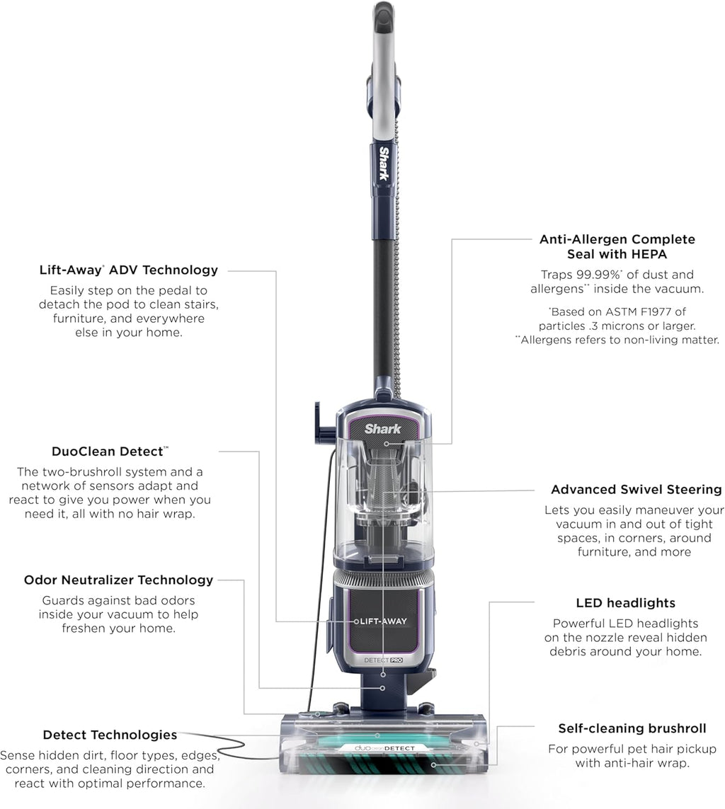 Shark Detect Pro Speed Lift-Away Vacuum - Bagless, DuoClean, Anti-Allergen | LA742