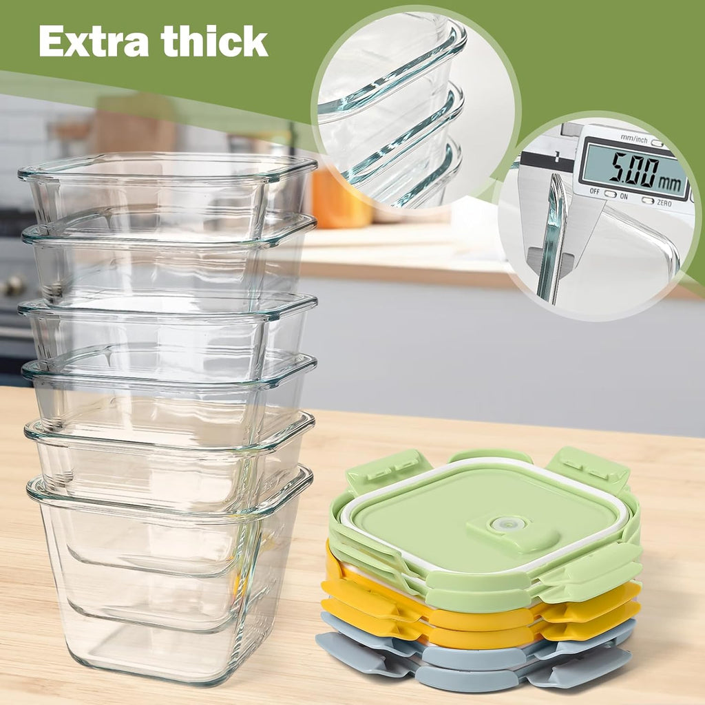 Regine Switzerland Glass Soup Containers - 32oz Borosilicate Storage with Lids, Airtight & Microwave Safe | 6 Pack