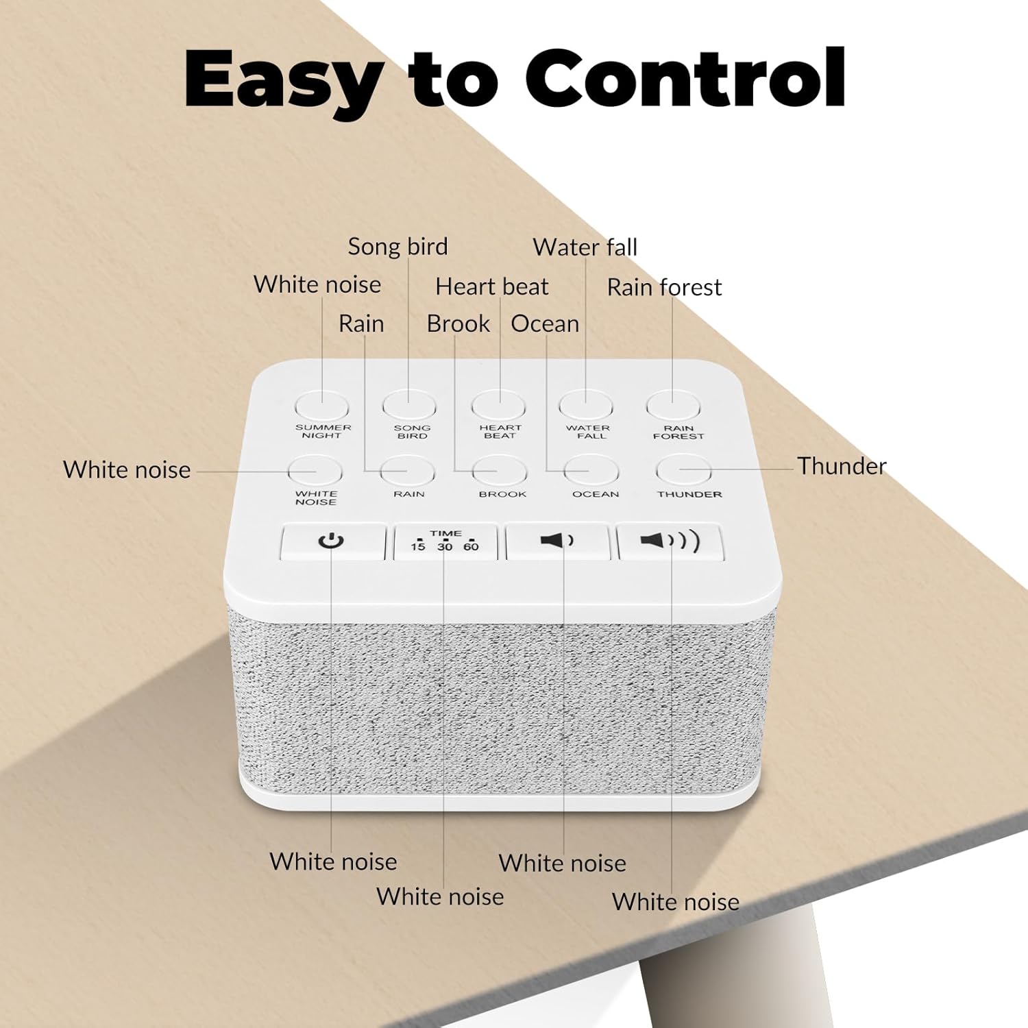 Skiennix White Noise Sound Machine - Portable Travel Device with 10 Soothing Sounds for Sleep | Rechargeable Timer Function