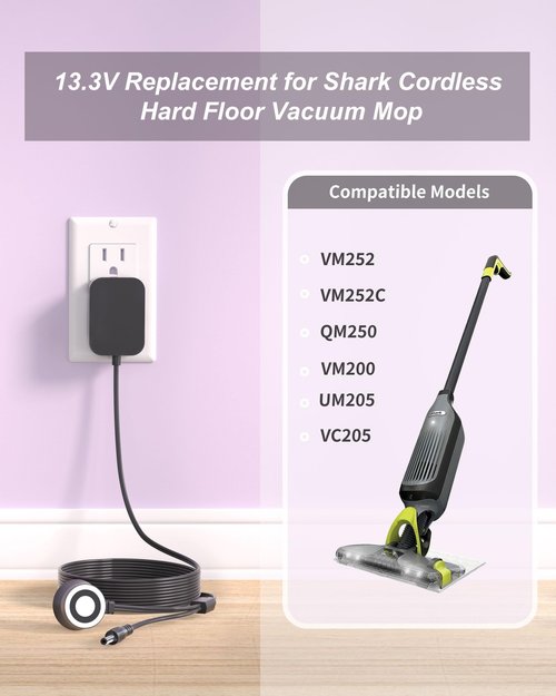 ADRICY Charger for Shark VM252 VM252C QM250 VACMOP Pro Cordless Hard Floor Vacuum Mop Shark VM252 VACMOP Magnetic Charger