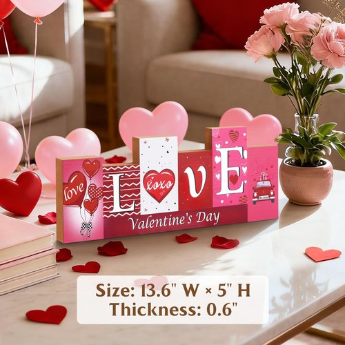 Shaxcoq Valentine Decorations for Home & Valentines Day Decor, St. Patrick's Day Decorations – Double-Sided Tabletop Wooden Sign, Farmhouse Centerpieces for Table, Desk, Mantel, Fireplace Indoor