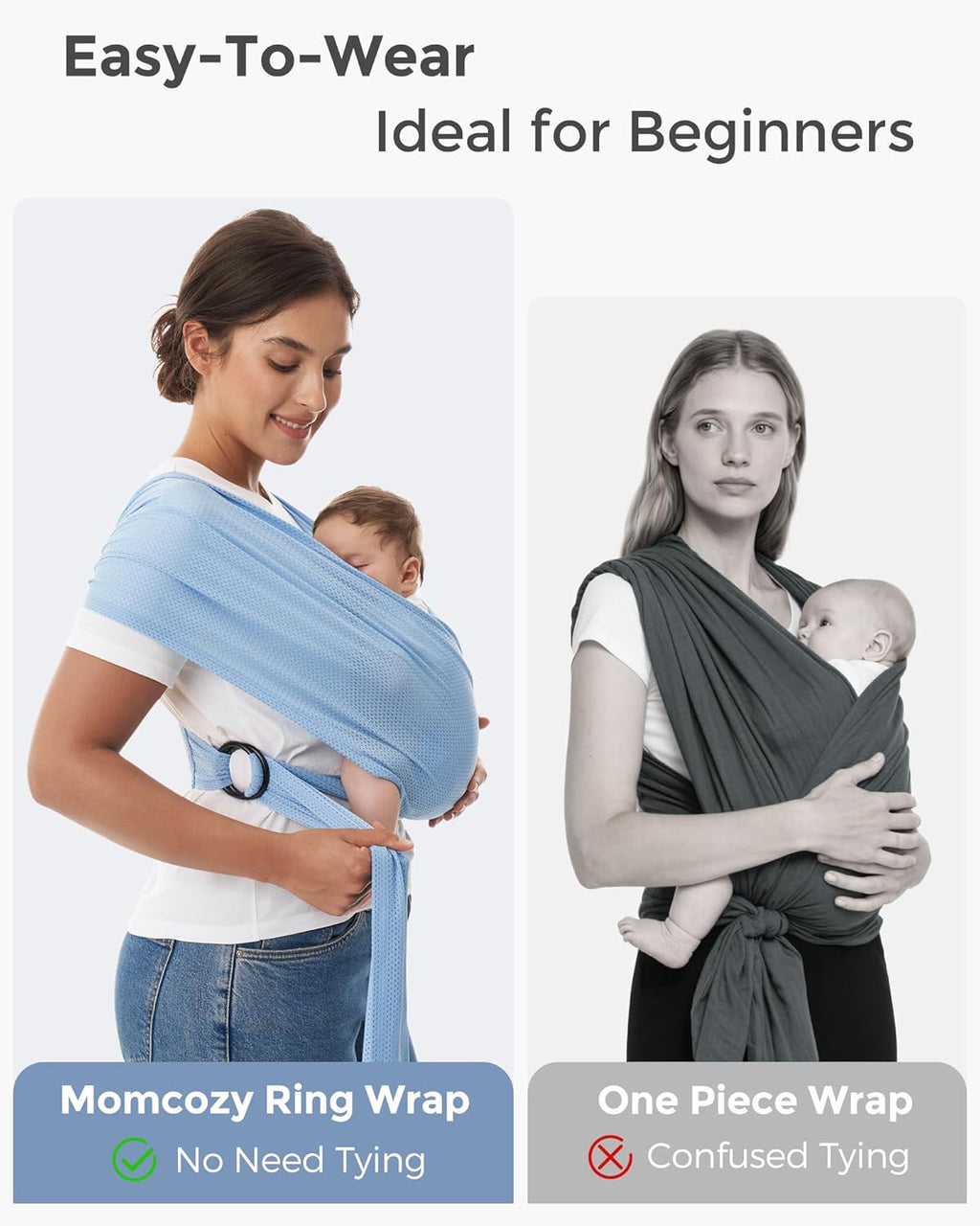 Momcozy Baby Carrier AirMesh - Lightweight Cooling Sling for Newborns to Toddlers 8-35 lbs | Ideal for Summer, Pool, Beach - Light Blue