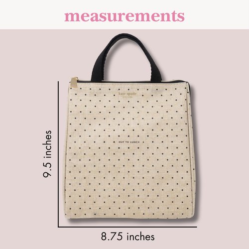 kate spade new york Cute Lunch Bag for Women, Large Capacity Lunch Tote, Adult Lunch Box with Silver Thermal Insulated Interior Lining and Storage Pocket (Out to Lunch)