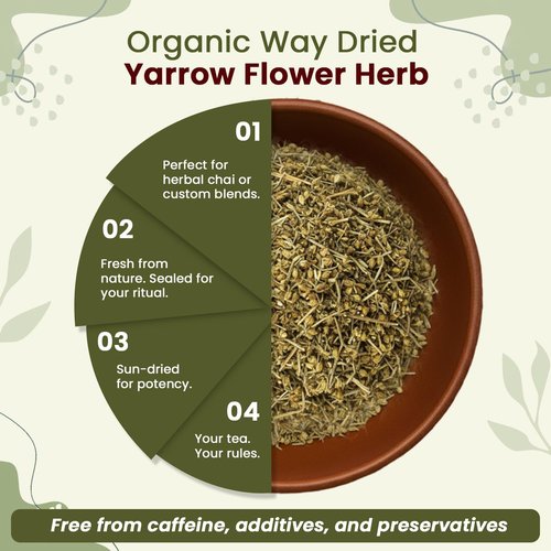 Organic Way Yarrow Flower Cut & Sifted (Achillea millefolium) - Herbal Tea | European Wild-Harvest | Kosher & USDA Certified | Vegan, Non-GMO & Gluten Free | 100% Raw from Albania (1LBS / 16Oz.)