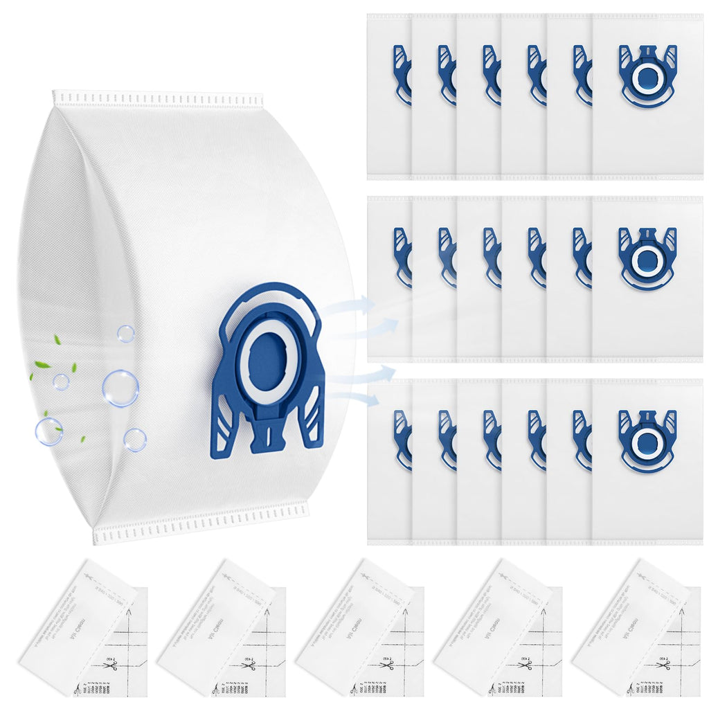 20 Pack 3D Airclean GN Vacuum Bags Compatible with Miele Classic C1, Complete C1, Complete C2, Complete C3, S227 S240, S270, S400, S2, S5, S8 Series Canister Vacuum Cleaner
