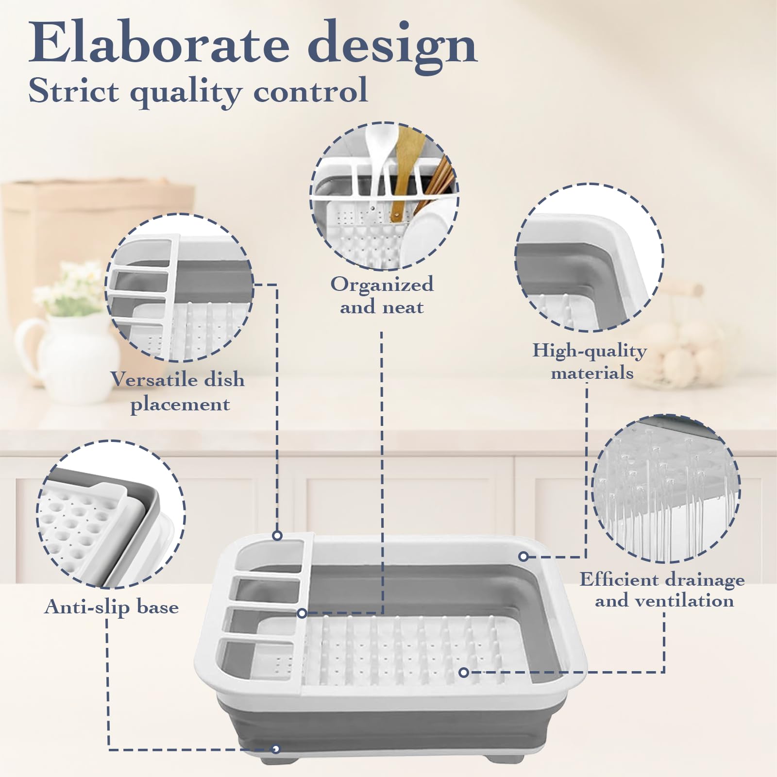 Sipobuy Collapsible Bowls, Plates, and Dishes Drainer, Portable Space-Saving Dish Rack for Kitchen, RV, Campers, and Travel Trailers