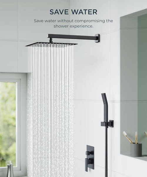 FORIOUS 12-Inch Rain Shower Head System - Handheld Combo with Solid Brass Valve & Trim Kit