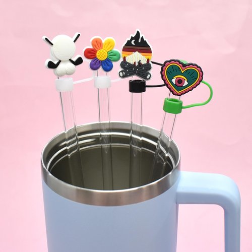 1000 PCS Random Different Straw Cover Cap for Stanley Cup,Straw Topper Compatible for 30 and 40 Oz Tumbler with Handle,10 mm 0.4 in Reusable Straw Tips Lids,Straw Tip Covers for Party Decor