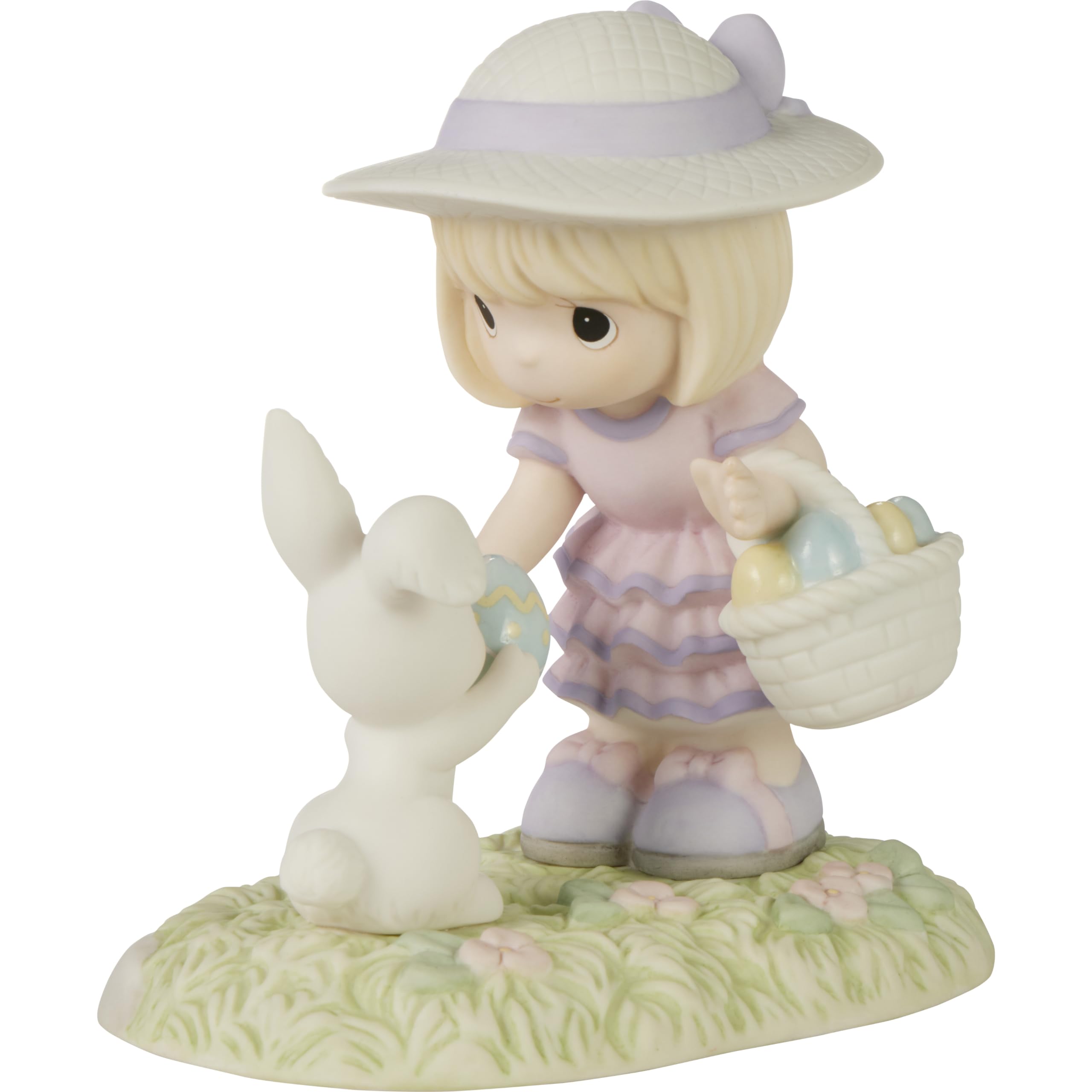 Precious Moments Easter Figurine | I Find You Egg-straordinary Bisque Porcelain Figurine | Little Girl with Bunny | Easter Gift | Hand-Painted