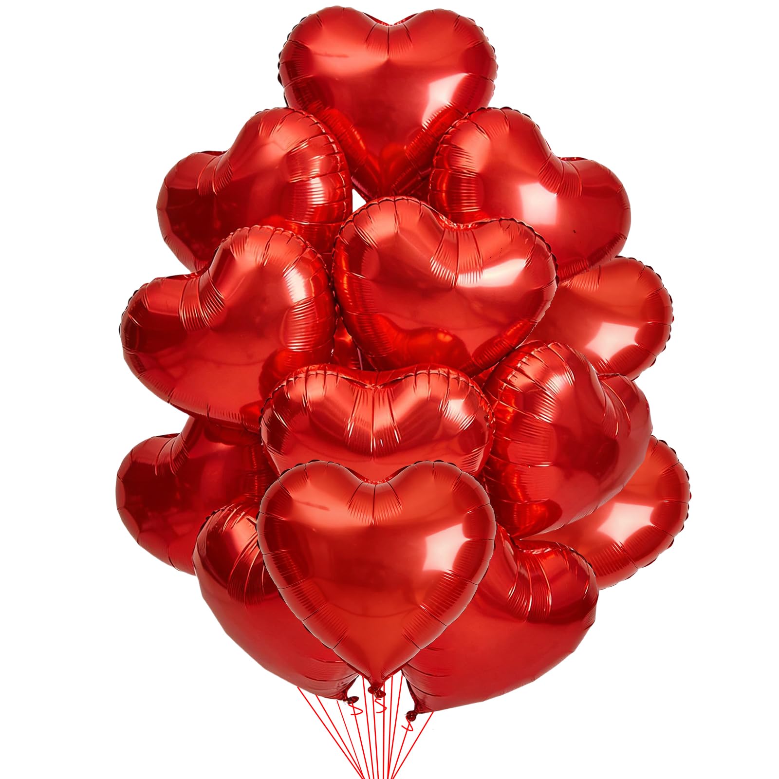 32 Pieces 18 Inches Red Heart Balloons – Large Foil Mylar Balloons for Valentine’s Day, Wedding, Anniversary, Proposal, Birthday, Romantic Party, and Love-Themed Decorations