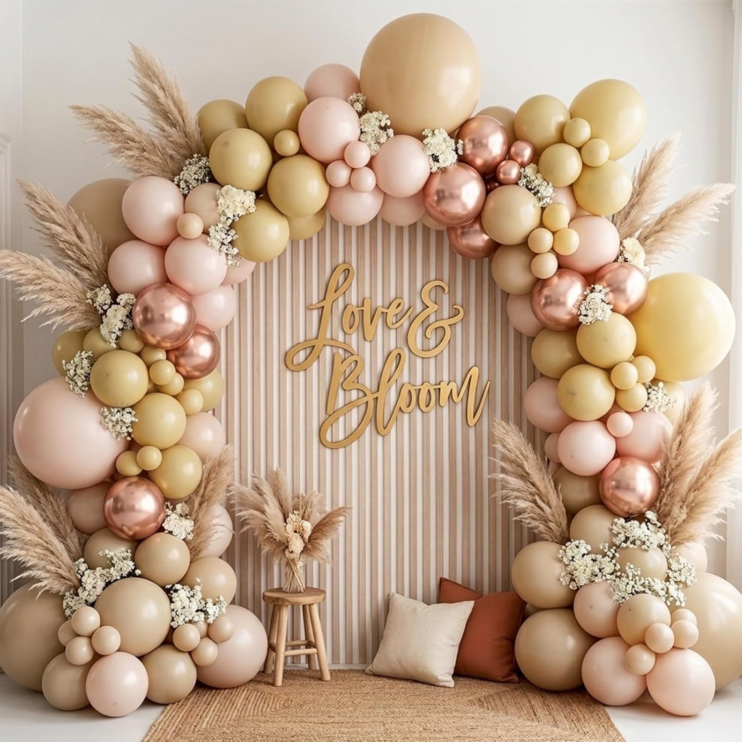 RUBFAC Light Brown Latex Balloon Kit - 129pcs in Various Sizes for Birthday, Baby Shower & Wedding Decor