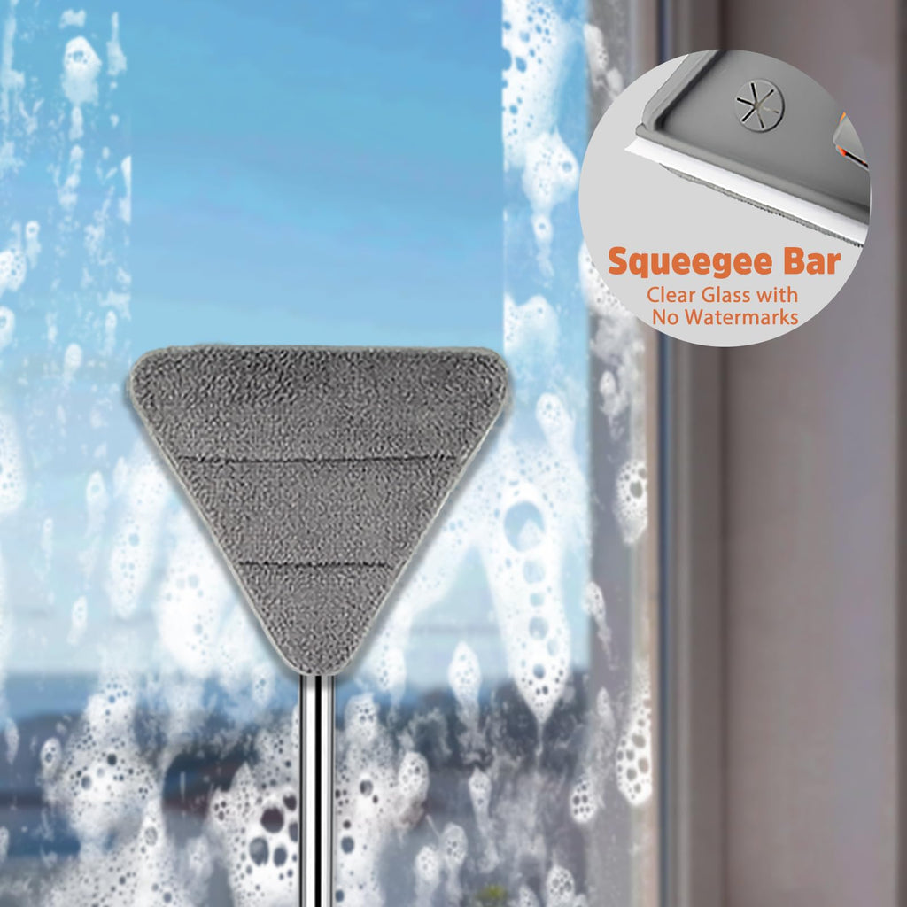 UIMO Wall Cleaner Mop with 94" Long Handle, 2-in-1 Triangle & Rectangle Head with Squeegee, 10 Washable Pads, Baseboard Cleaner Tool for Walls Scrubber, Ceilings, Windows, Glass, Fans, Doors, Corners