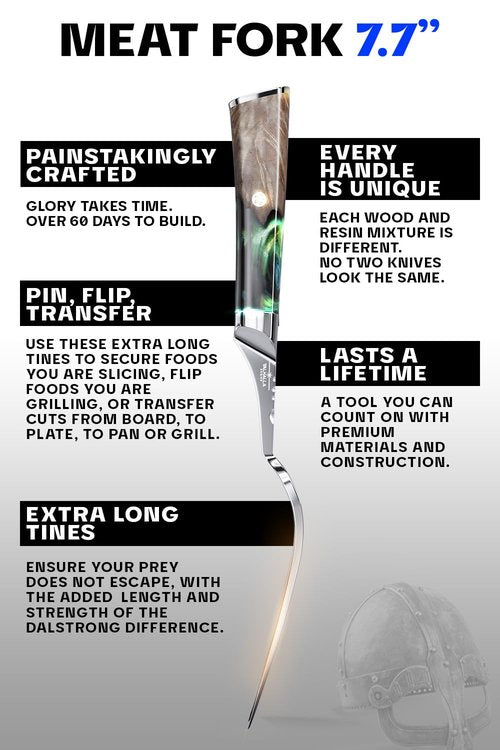 Dalstrong Meat Fork - 7.7 inch - Valhalla Series - High Carbon Steel BBQ - Professional Barbecue Carving Fork- Celestial Resin & Wood Handle - Kitchen Utensils - Two Pronged Fork