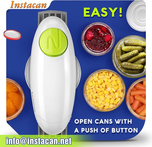 INSTACAN Electric Jar Opener - Higher Torque, One-Touch Operation for Easy Lid Removal | Ideal for Seniors & Arthritic Hands (White)