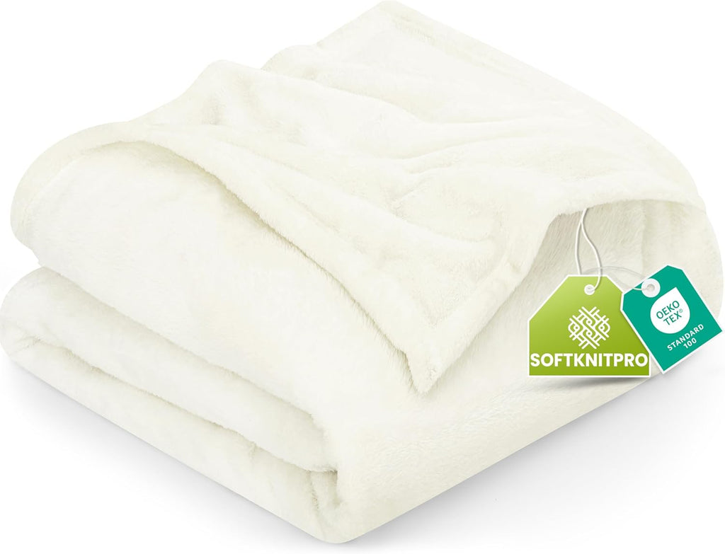 Utopia Bedding Fleece Blanket - King Size Ivory | Luxury Soft 300GSM Anti-Static Microfiber (90x102 Inch)