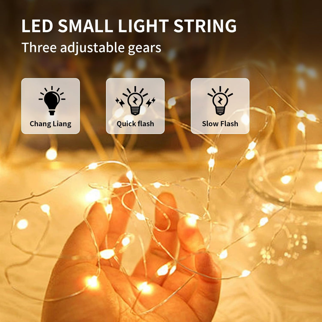 Skiennix 20 Pack LED Mini String Lights - 3.3ft Copper Wire with Firefly & Starry Effects | Warm White for Weddings, Christmas & Decor