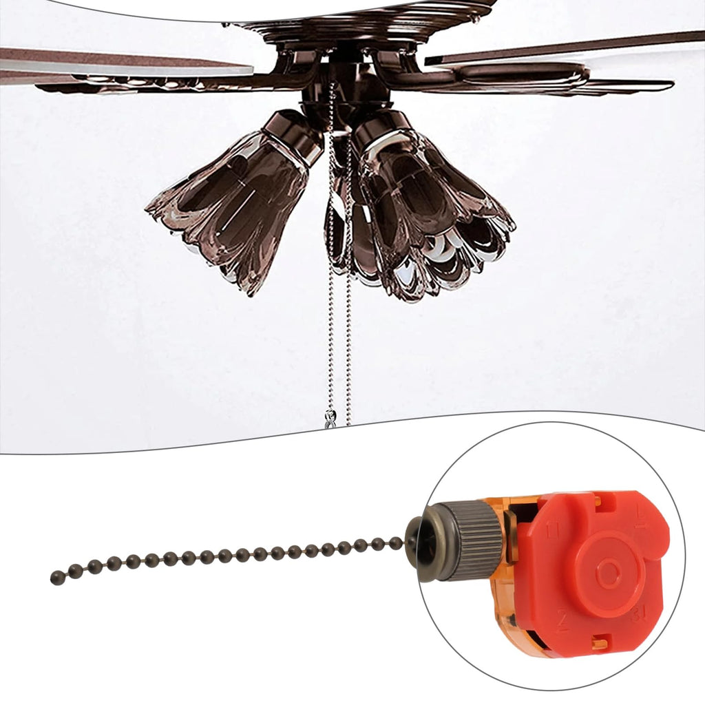 OTOTEC 4Pcs Ceiling Fan Switch 3 Speed 4 Wire Pull Chain Control Switch 250V/3A 125V/6A Replacement Parts for Ceiling Fans Wall Lamps Cabinet Light, Bronze