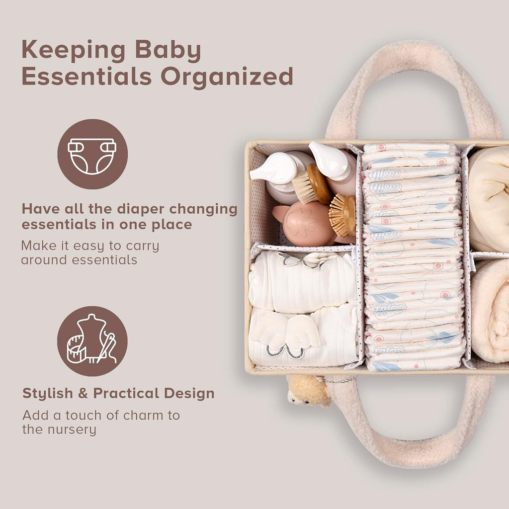 PeraBella Baby Diaper Caddy Organizer - Portable Storage Basket for Newborn Essentials | Perfect Shower Gift