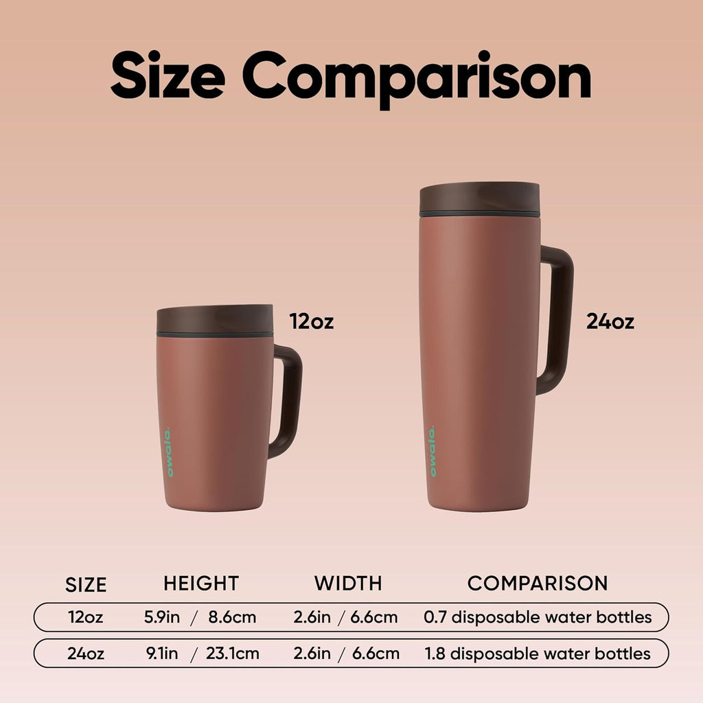 Owala SmoothSip Slider Stainless Steel Insulated Travel Mug - 100% Leak Proof, 12oz, BPA Free | Perfect for Hot & Cold Drinks