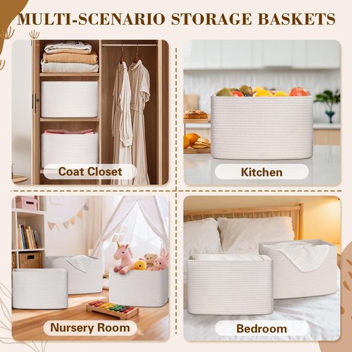 Degeyoyo Baskets for Organizing,Storage Baskets,3 Pack Baskets for Shelfves,15"×10"×9" Woven Basket,toy storage bins,bins for organization