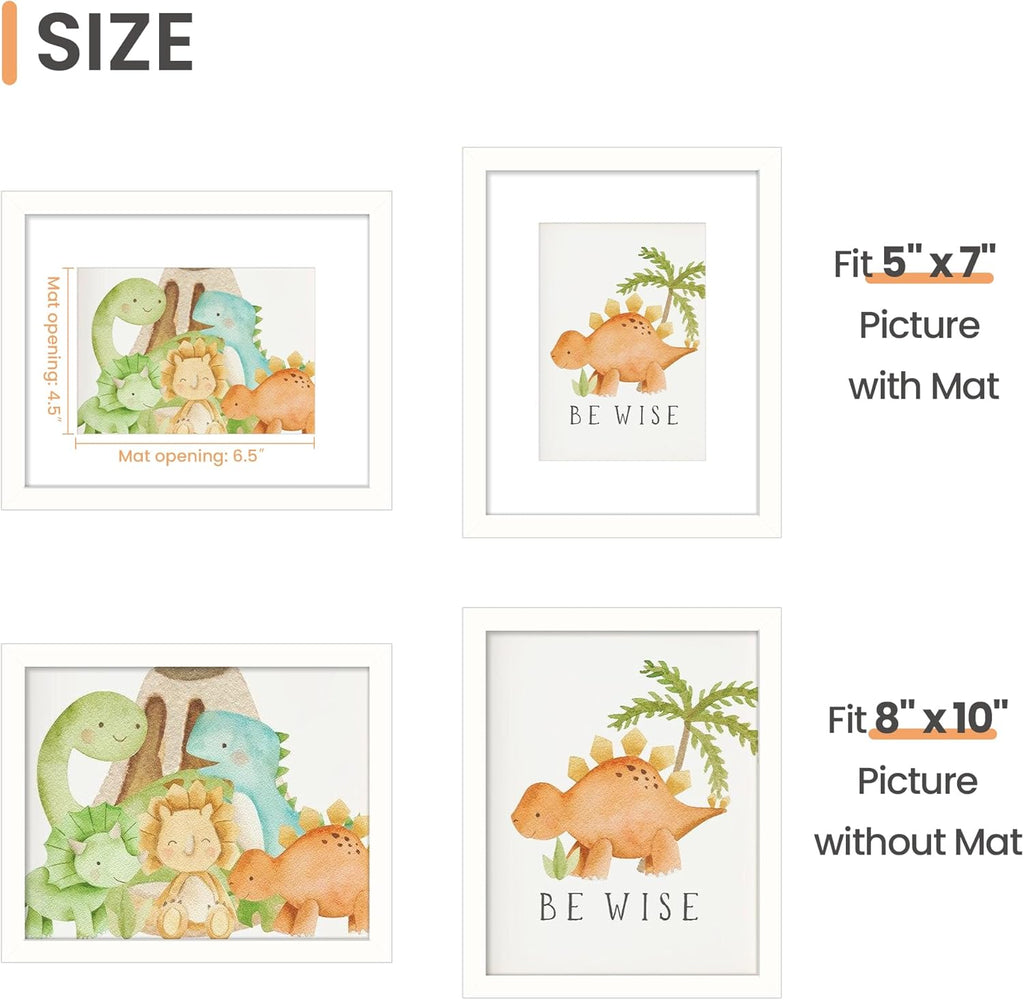 Upsimples 8x10 Picture Frame - Versatile Display for 5x7 with Mat or 8x10 Without Mat | White, 1 Pack