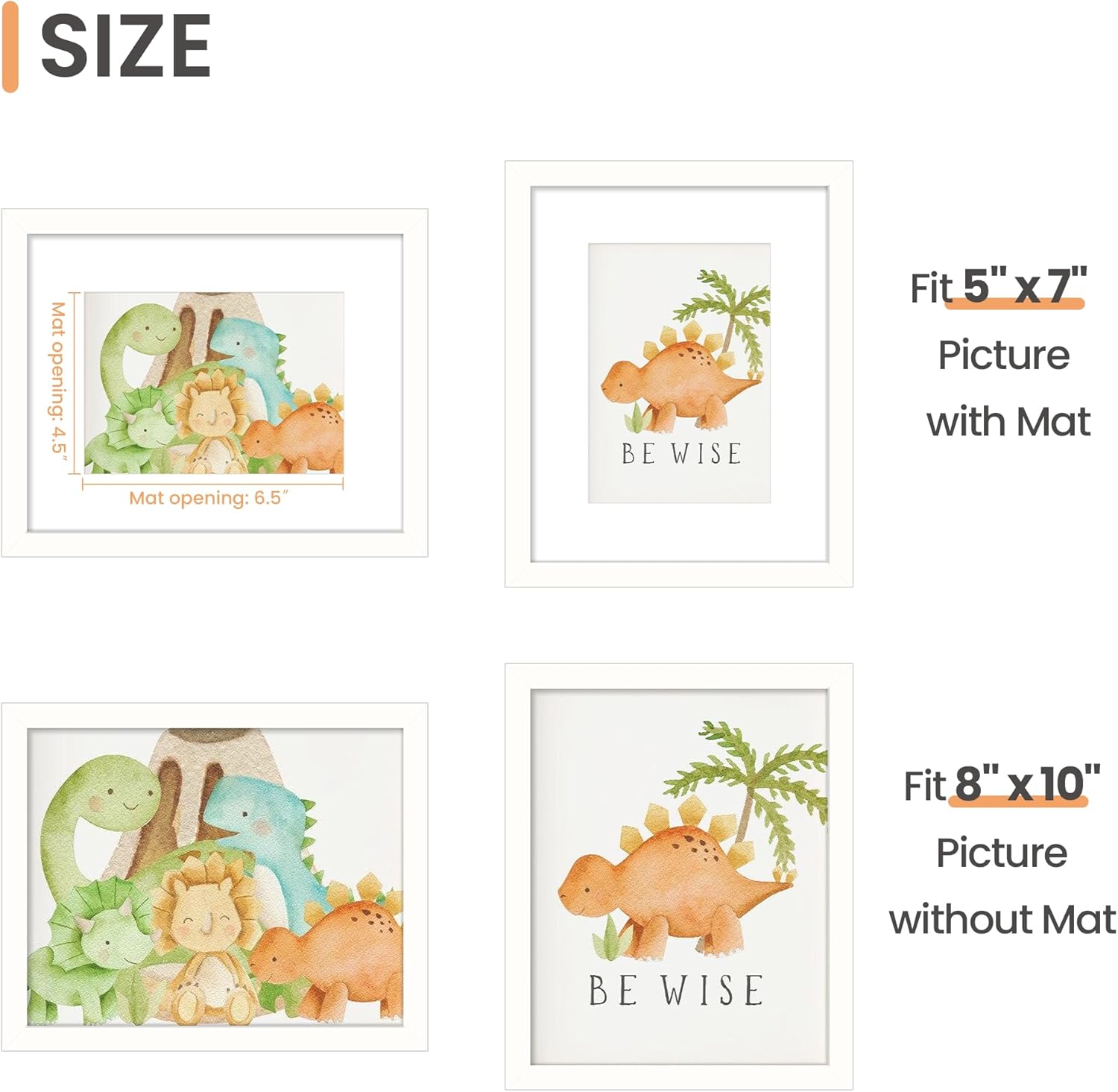 Upsimples 8x10 Picture Frame - Versatile Display for 5x7 with Mat or 8x10 Without Mat | White, 1 Pack