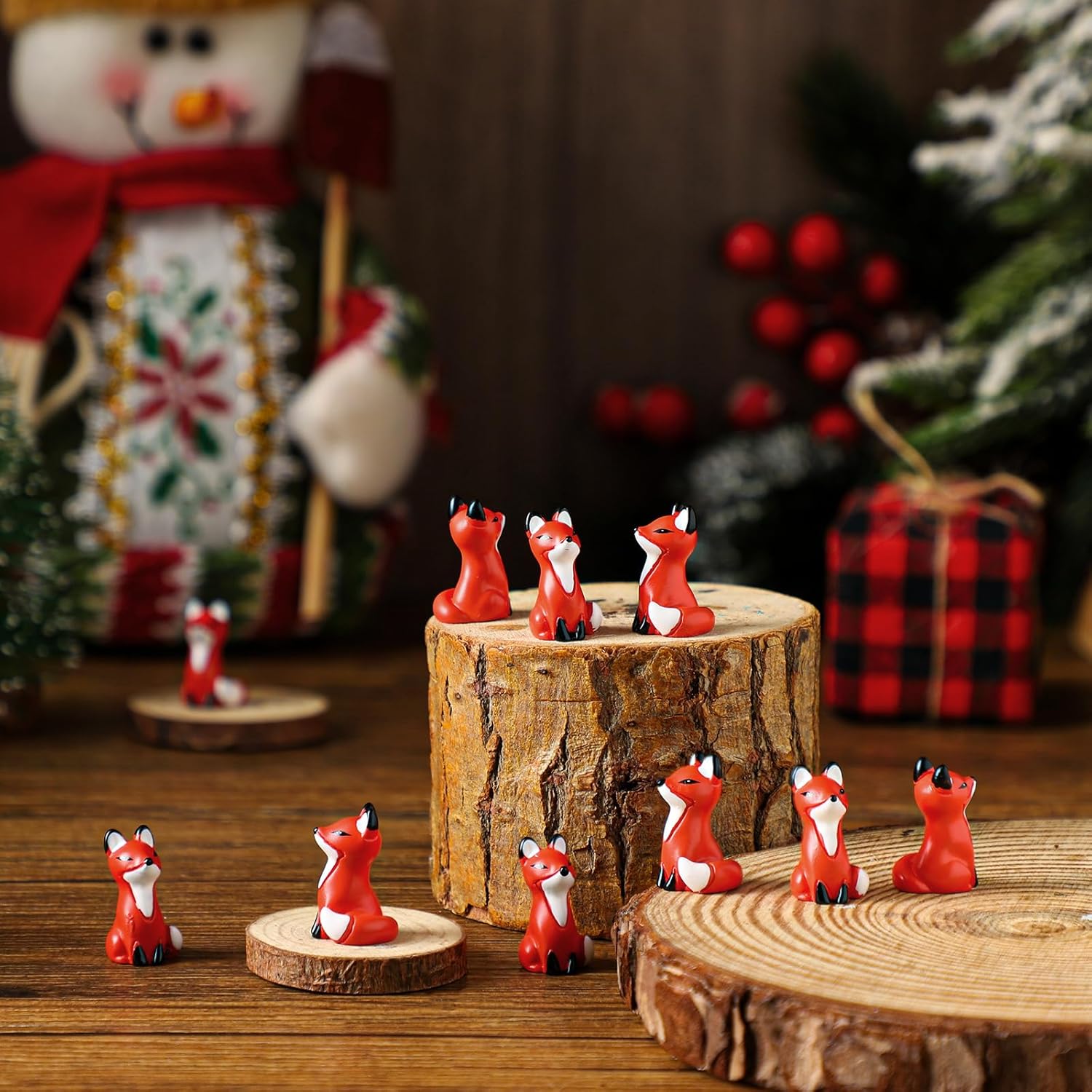 Wesiti Mini Resin Fox Figures - 50 Cute Woodland Animal Statues for Home Decor & Crafts
