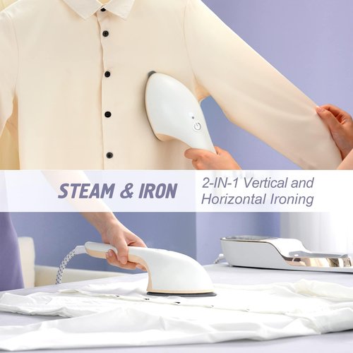 ZOKEZ Handheld Steamer for Clothes, 1500W Extra Large Soleplate, 330ml Detachable Tank, 2-in-1 Horizontal & Vertical Use, Fabric Wrinkles Remover, No Water Leak and Auto-Off