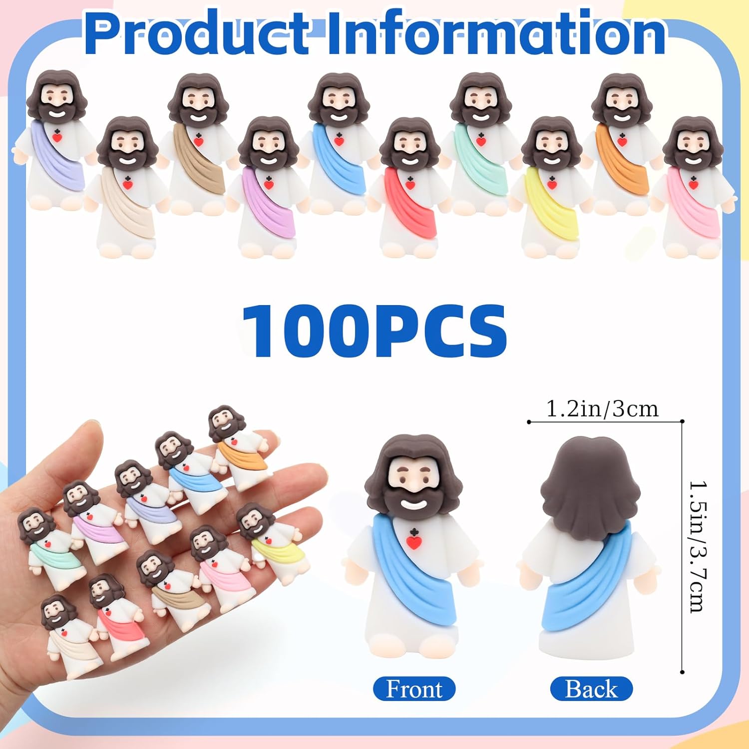 Owurha Pocket Jesus Mini Figures - 100 Pcs Original Design Religious Party Favors | Baptism & Easter Gifts