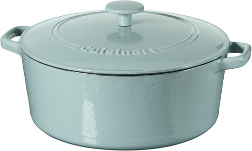 Cuisinart Enameled Cast Iron Round Casserole - Light Blue, 7-Quart | Durable & Stylish Cookware