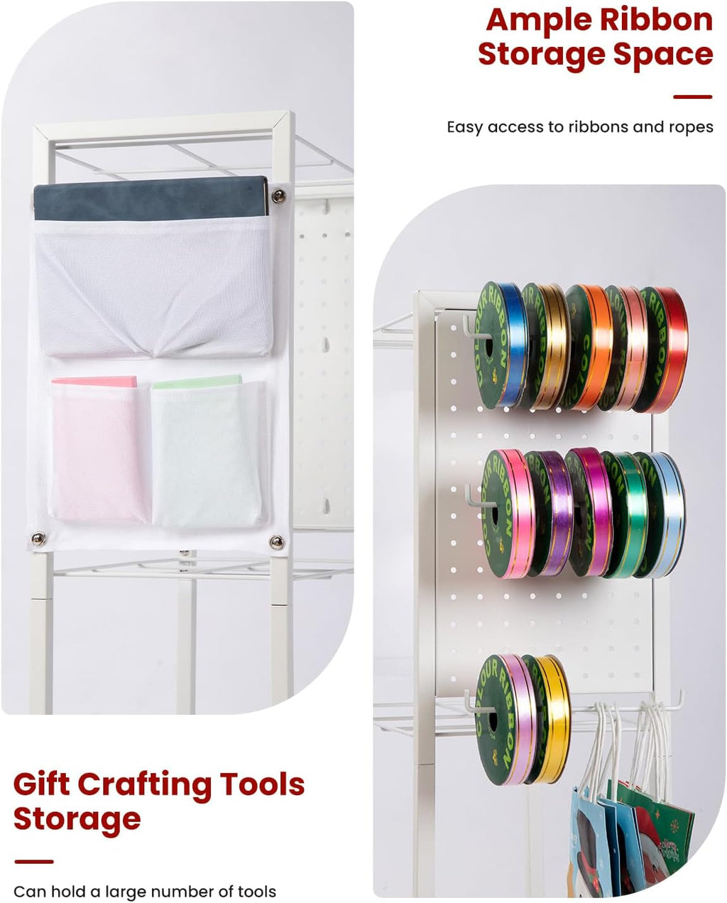 Wrapping Paper Cart - Gift Wrap Organizer with Ribbon Storage | 12 PCS Slap Bracelets Included