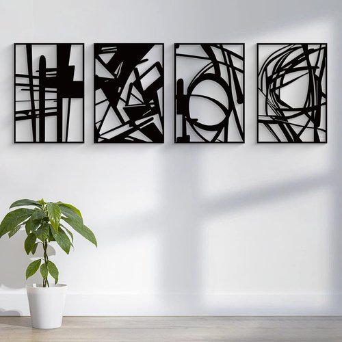 Glamativity Large Black Abstract Metal Wall Art - Minimalist 3D Textured Sculptures | Perfect for Living Room & Bedroom (22.5")