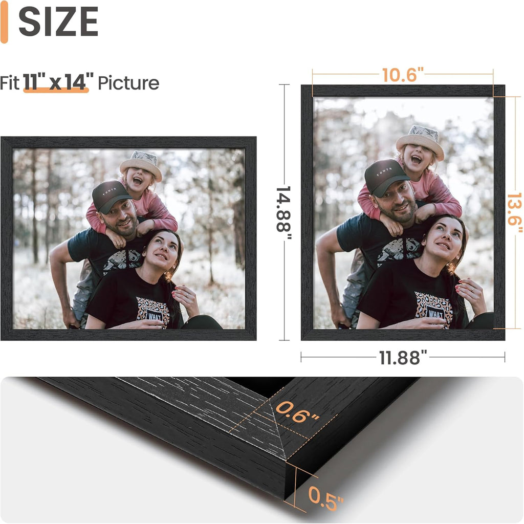 Upsimples 11x14 Picture Frame - Stylish Black Wall Gallery Frame Made of Engineered Wood