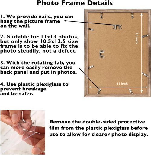 JCJMY 11x13 Rustic Brown Picture Frame - Versatile Wall Mounting for Horizontal or Vertical Display