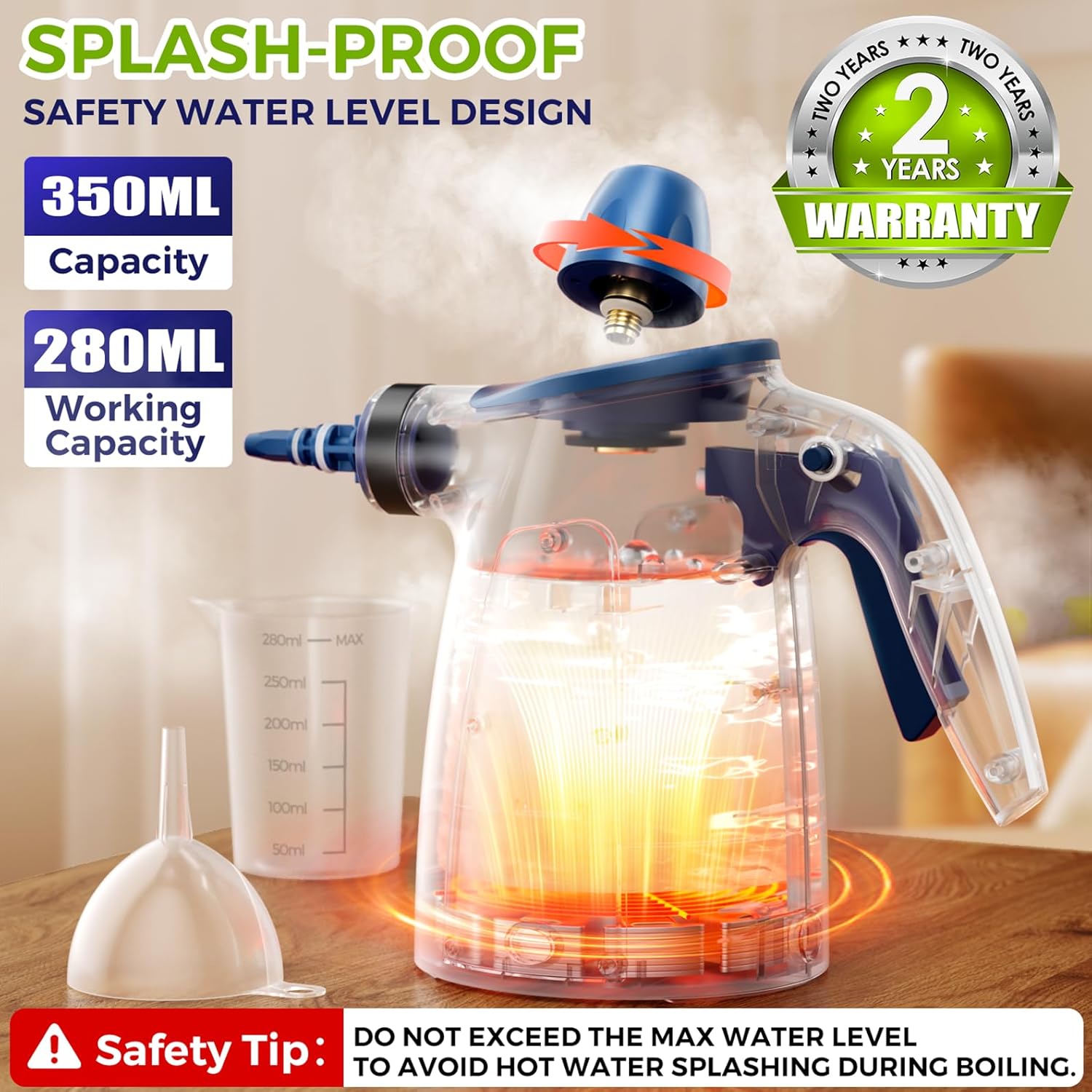 Skiennix Steam Cleaner - Pressurized Handheld Multi-Surface Cleaner with 12 Accessories | 350ML Capacity for Home & Car