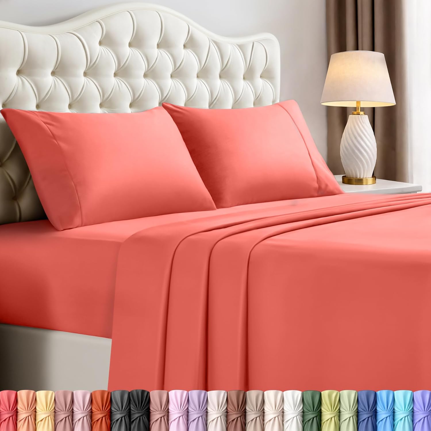 Utopia Bedding Full Size Sheet Set - Soft, Breathable Microfiber, 4-Piece in Coral | Oeko-Tex Certified