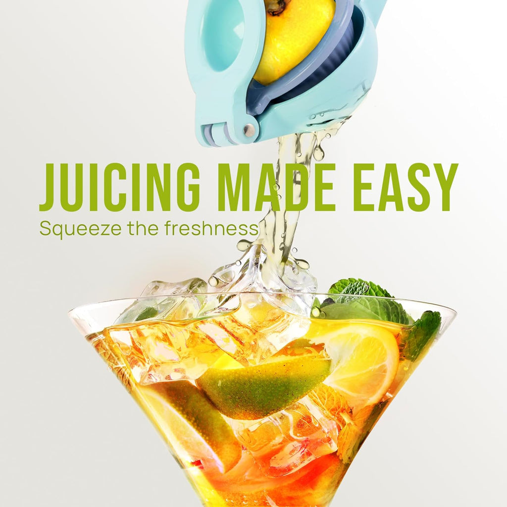 Zulay Kitchen 2-in-1 Lemon Squeezer - Sturdy Hand Juicer for Maximum Juice Extraction - Easy to Clean - Blue/Purple