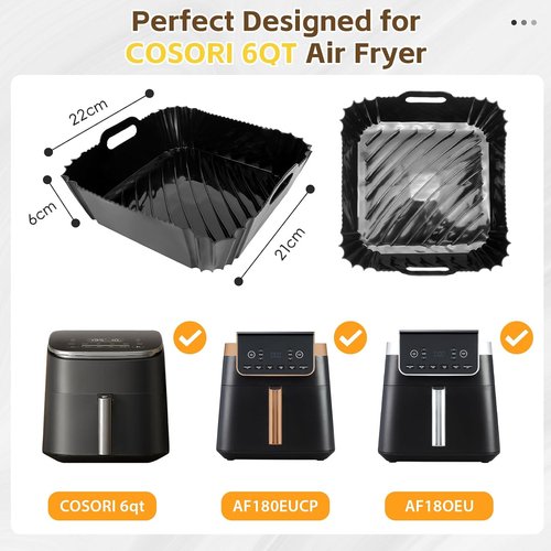 COSORI Silicone Air Fryer Liner - Dishwasher Safe Accessories for 6Qt TurboBlaze Air Fryer | Compact & Large Size