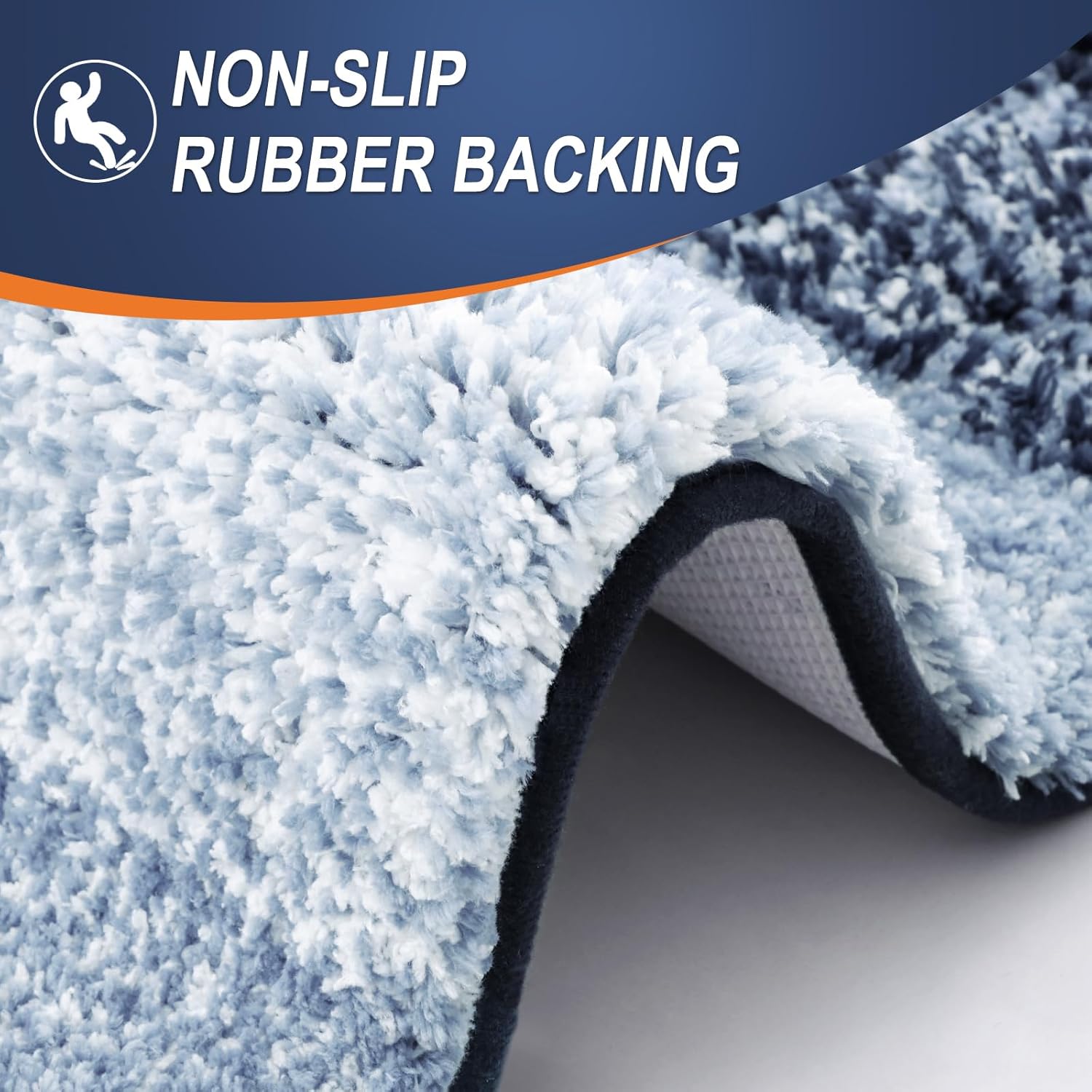OLANLY Bathroom Runner Rugs - Extra Soft Microfiber, Quick Dry, Washable | 59x20, Navy Blue