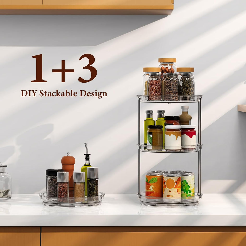 Skiennix 360 Rotating Makeup Organizer - 2-Tier Clear Vanity Turntable for Skincare & Perfume