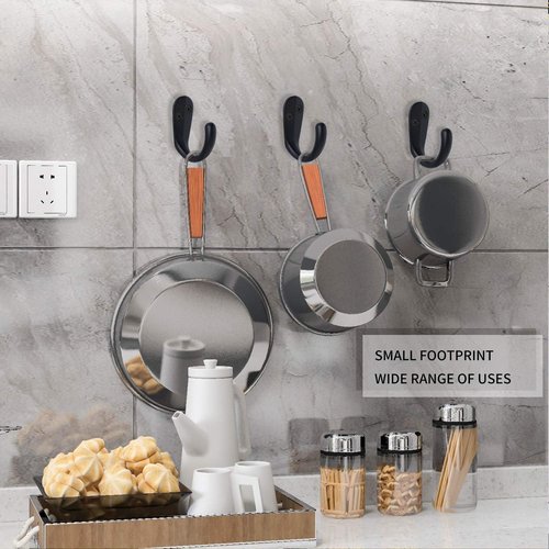 IBosins Coat Hooks - 15PCS Wall Mounted Single Prong Robe Hooks with 30 Screws for Bags, Hats & Scarves | Black