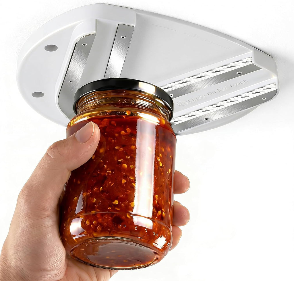 Skiennix Jar Opener - Ergonomic Design for Seniors with Arthritis | One-Handed, Stainless Steel, White