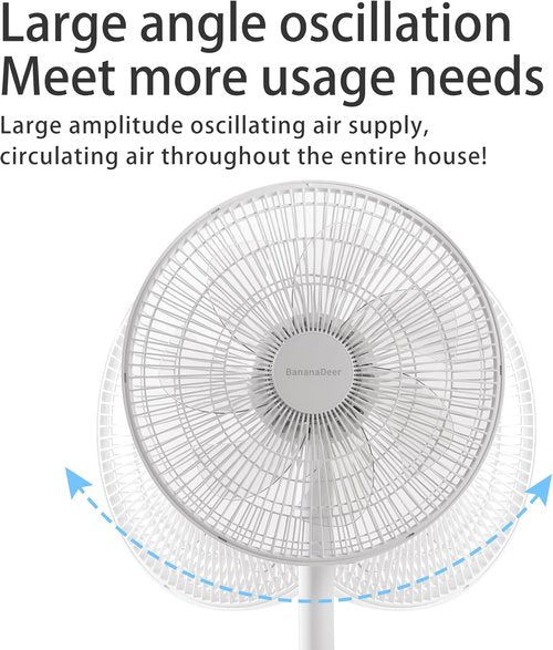 **Skiennix 14.5-Inch Oscillating Pedestal Floor Fan - 7 Blades, Adjustable Height, Remote Control**