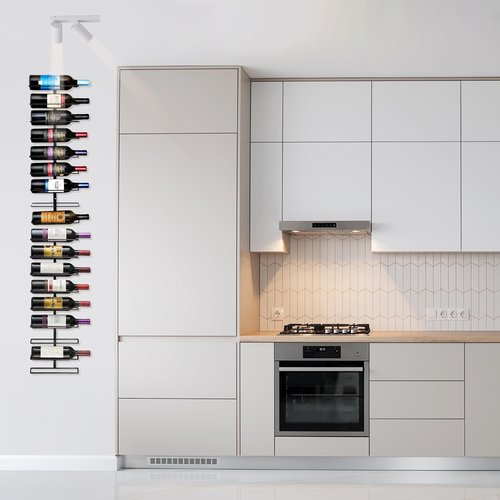 Sorbus Wall Mount Wine Rack 2-Pack – Holds 9 Bottles Each – Black Metal Wine Bottle Holders for Wall, Modern Wine Rack for Home Bar, Kitchen