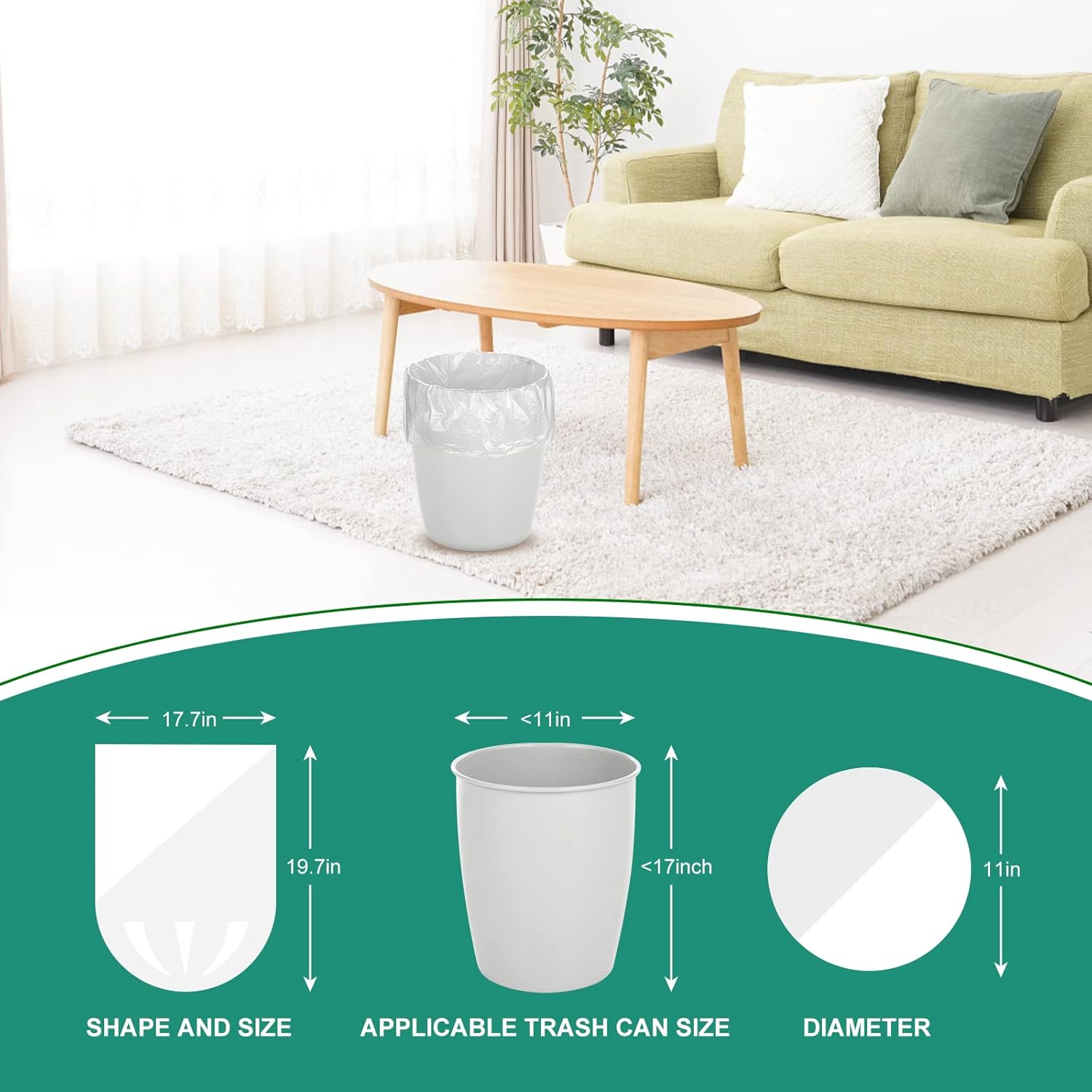 Magesh 4 Gallon Trash Bags - Strong & Thick, Unscented, Leakage-Free | 15L, Clear, 105 Count for Bathroom & Office
