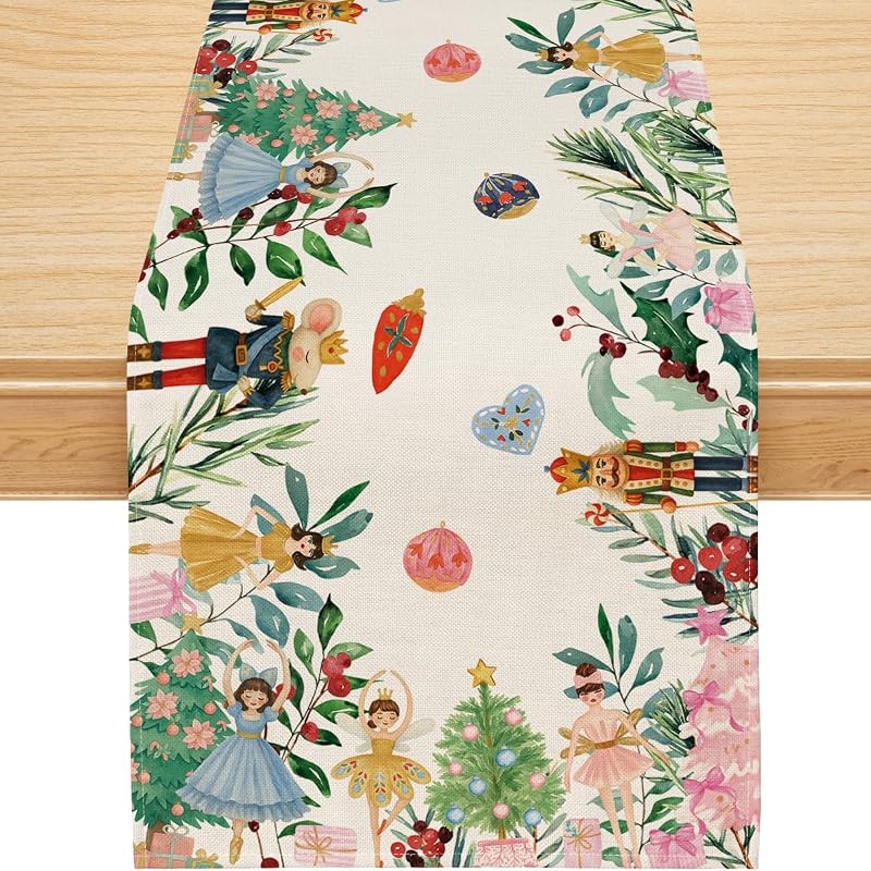 Siilues 13'' x 36'' Christmas Table Runner – 220 GSM Polyester Burlap, Holiday Party Decor